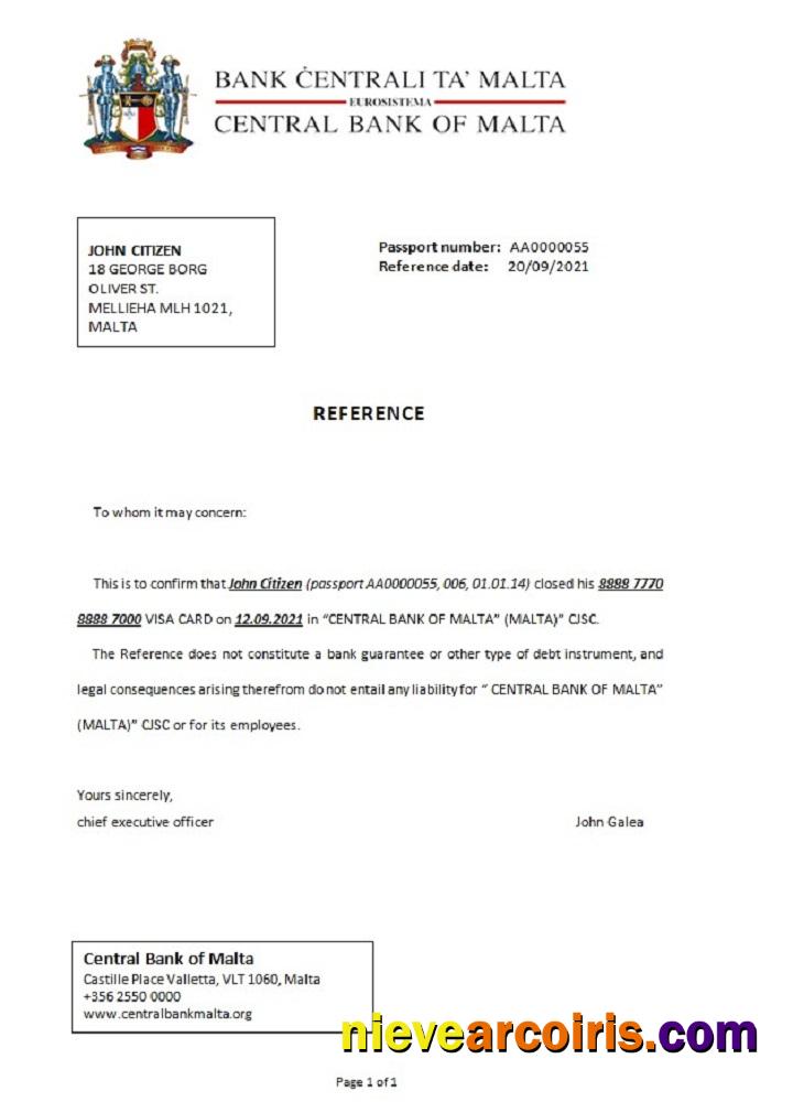 Malta Central Bank of Malta closure reference